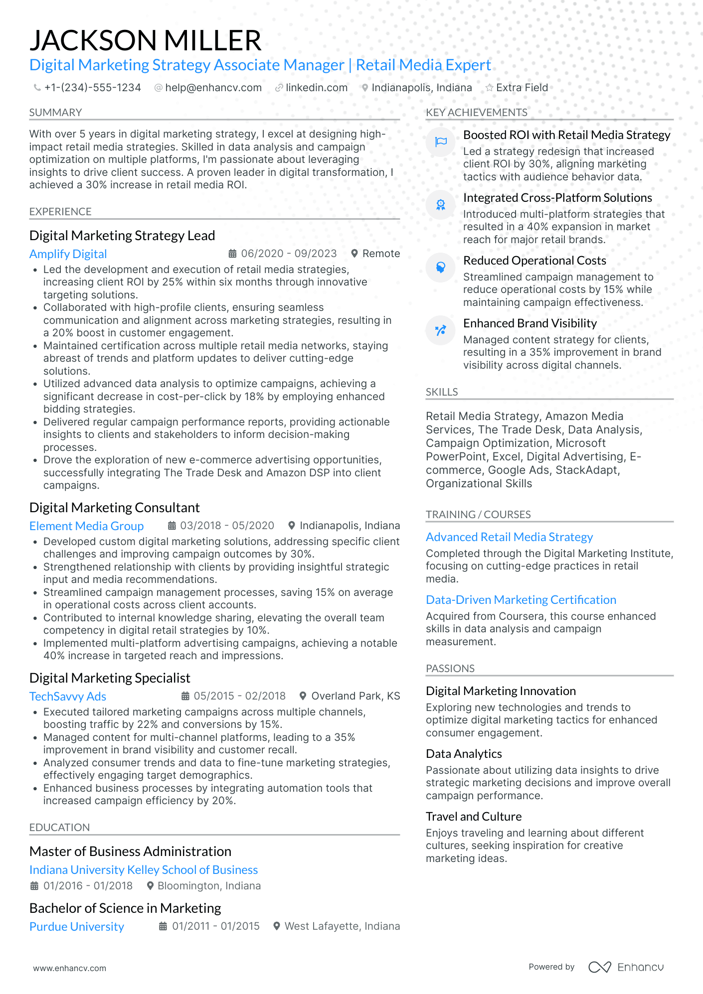 Accenture Digital Marketing Analyst Resume Example