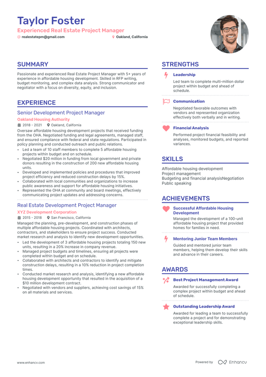 Real Estate Project Manager Resume Example