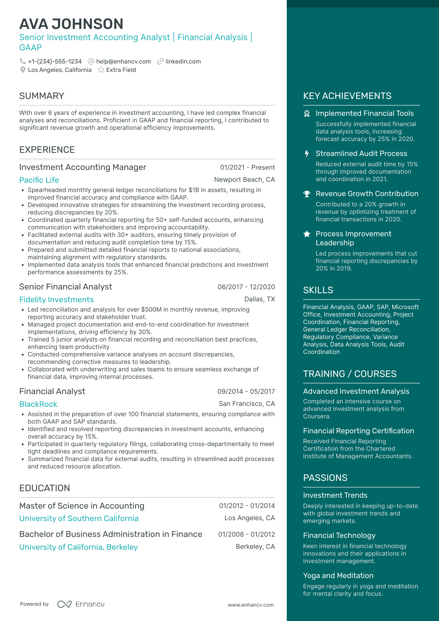 Senior Accounting Analyst Resume Example