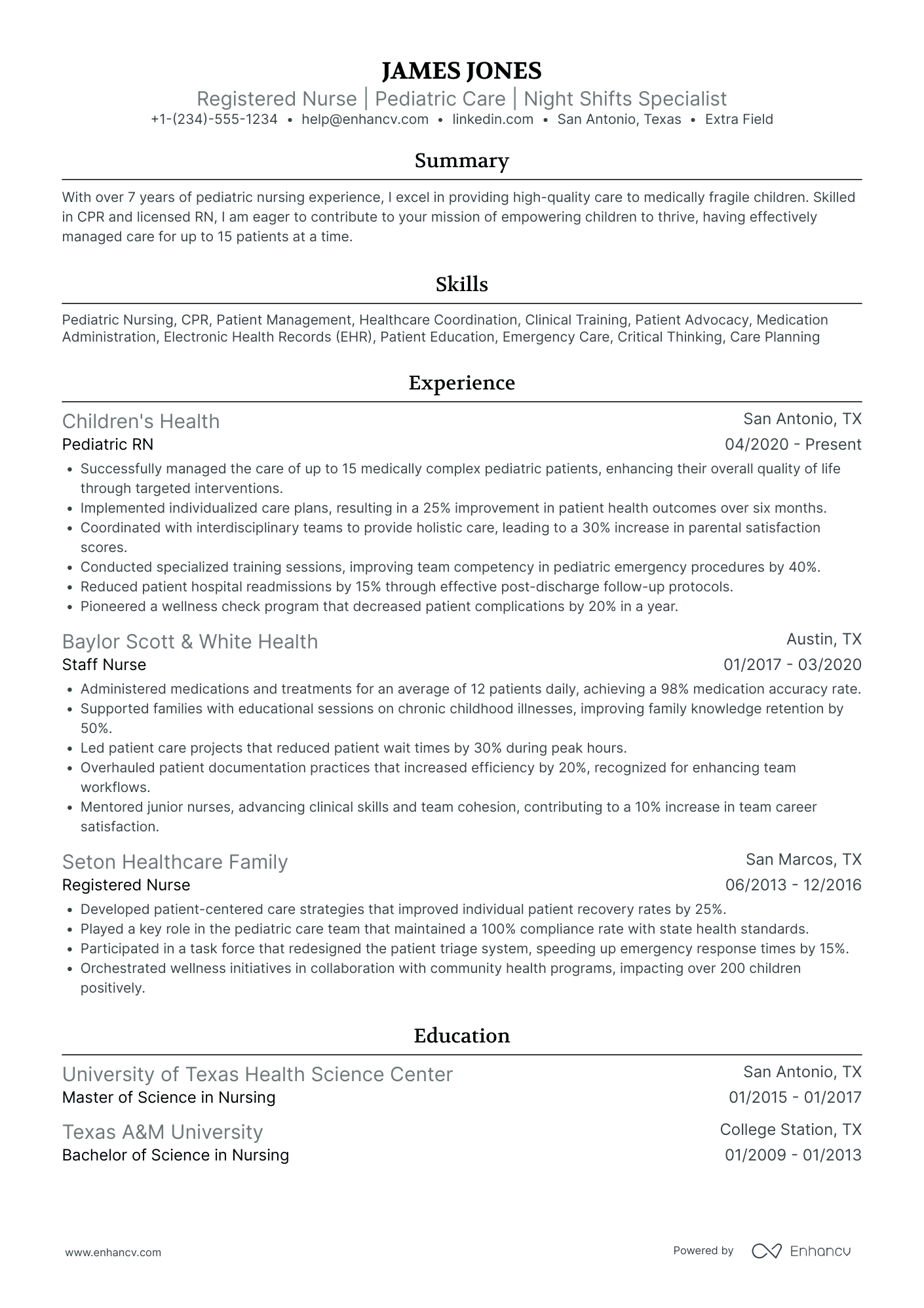 Pediatric Home Health Aide Resume Example