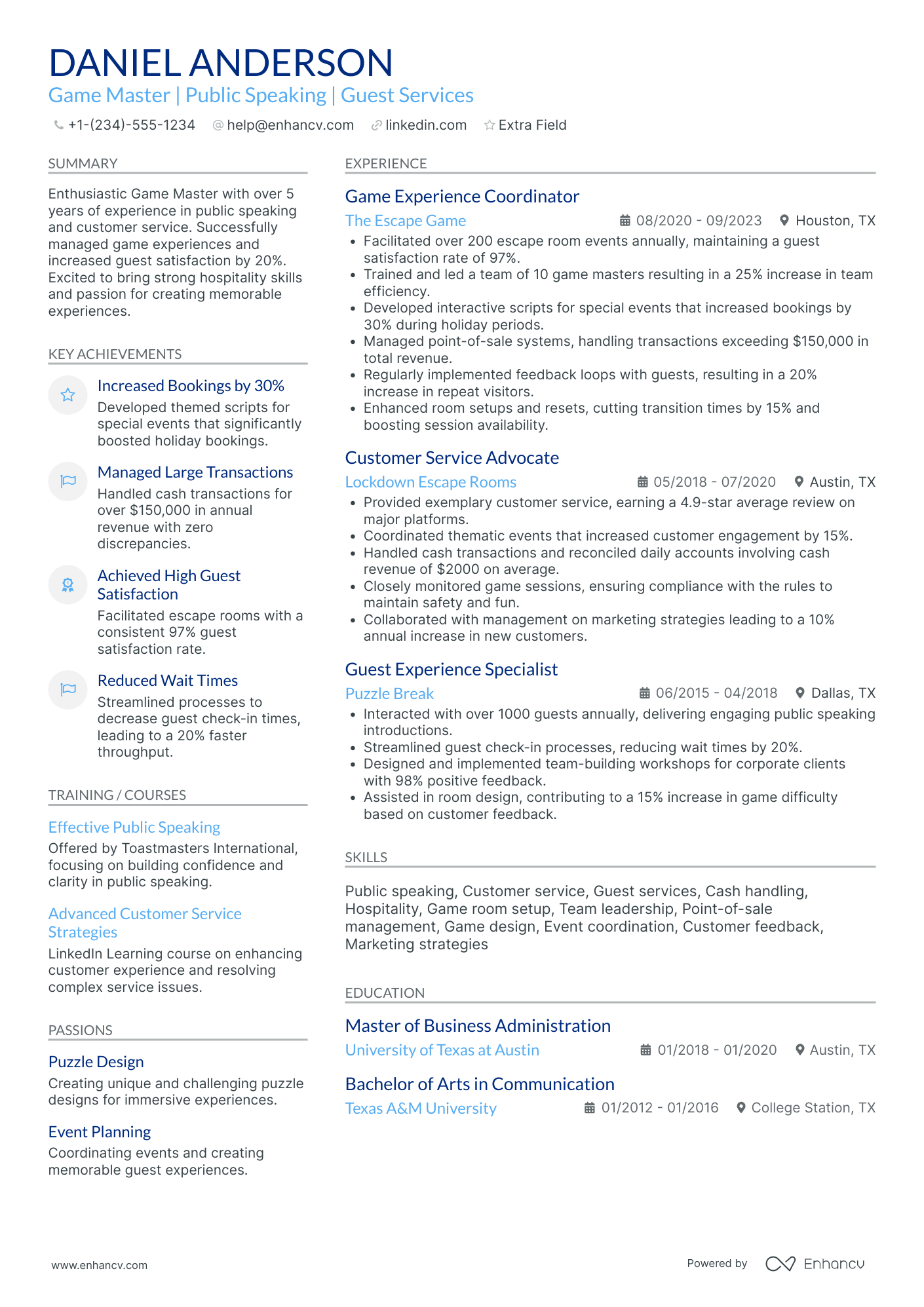 Escape Room Prop Artisan Resume Example