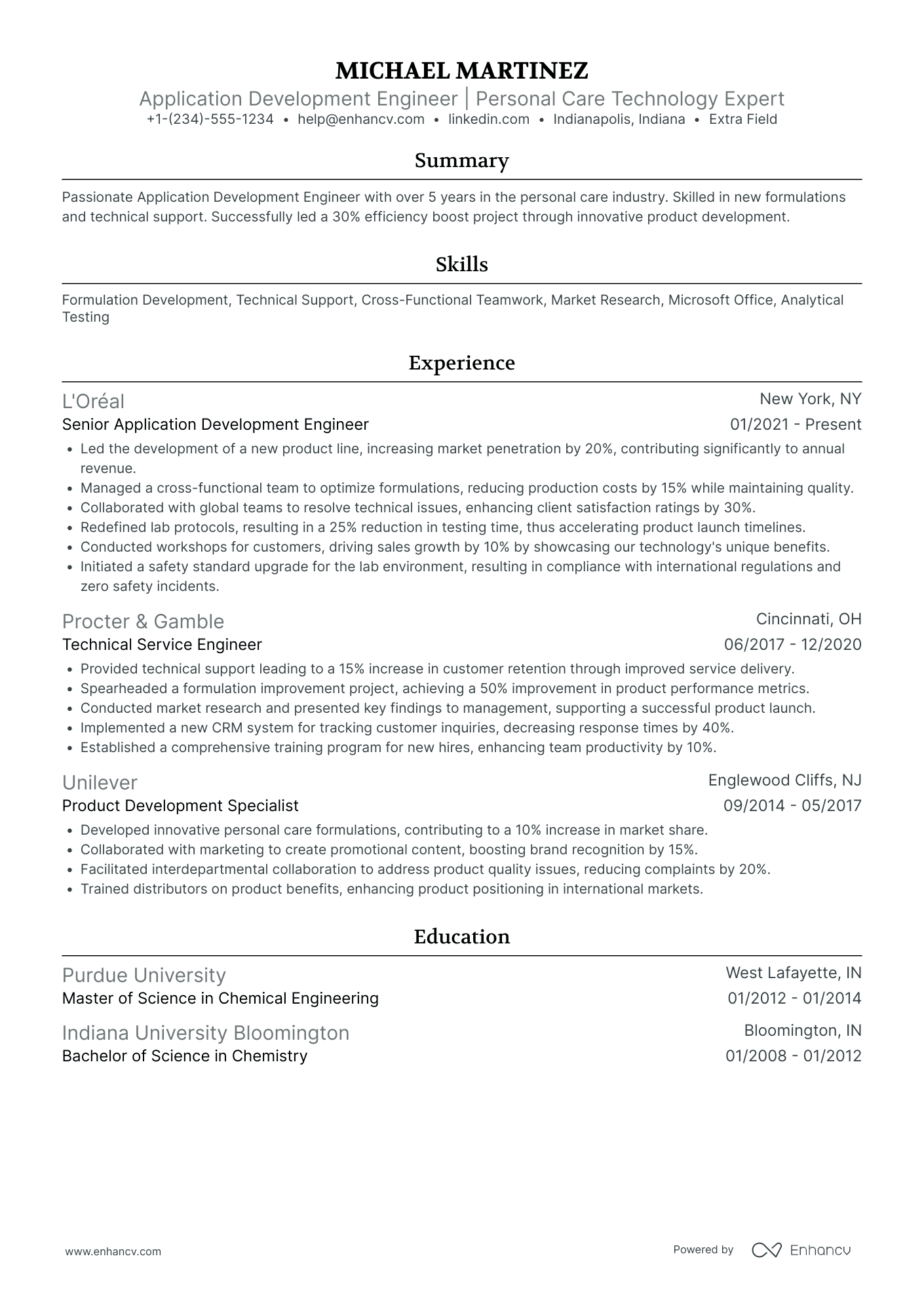 Application Development Engineer Resume Example