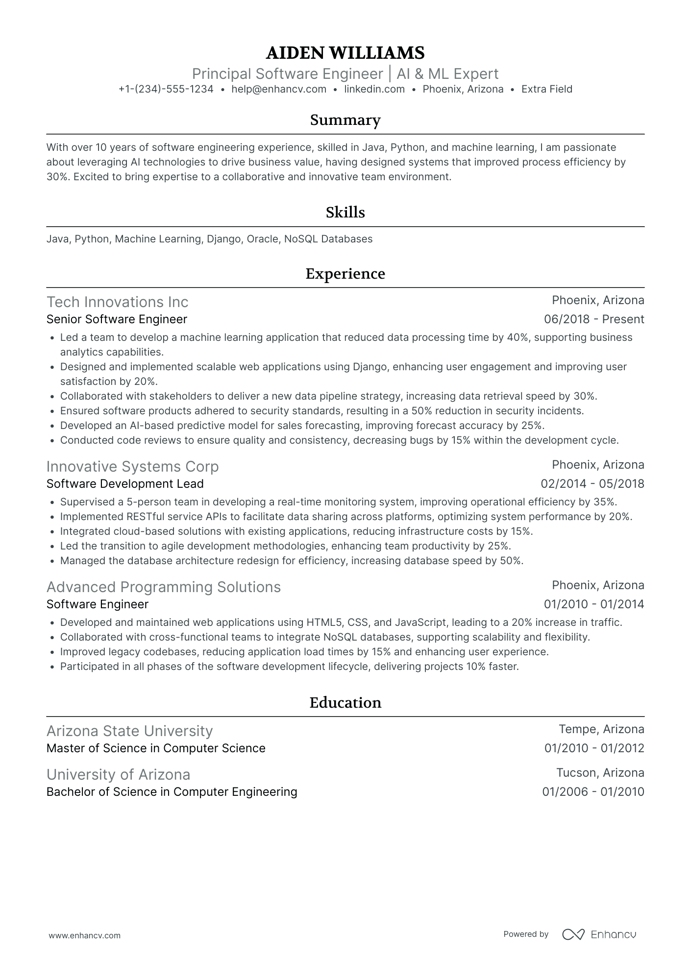 Principal MongoDB Engineer Resume Example