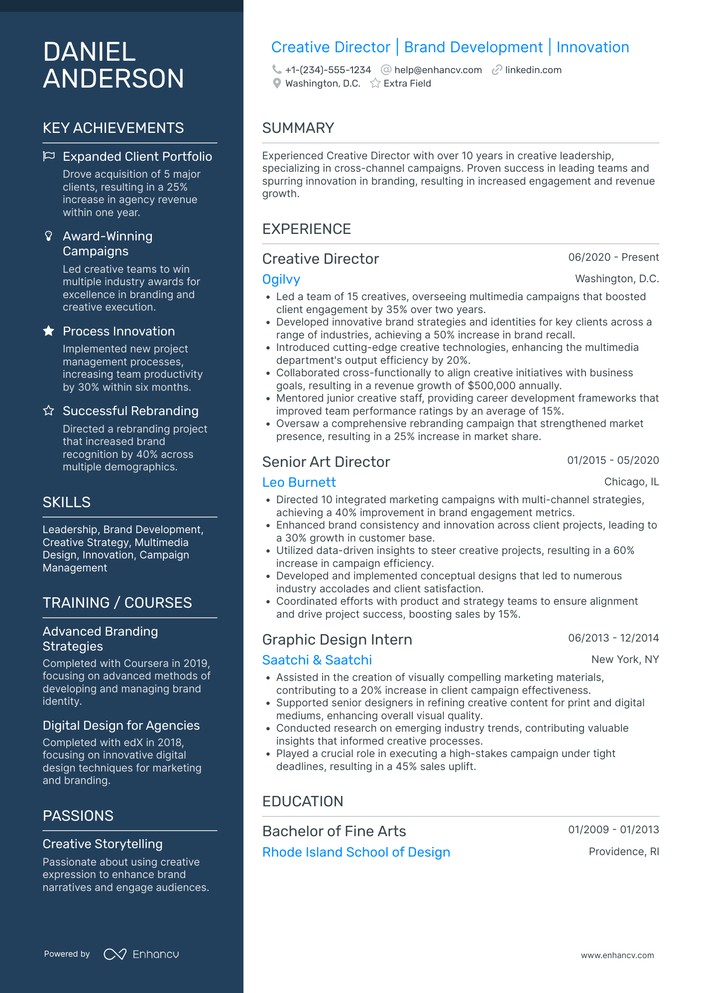 Junior Creative Director Resume Example