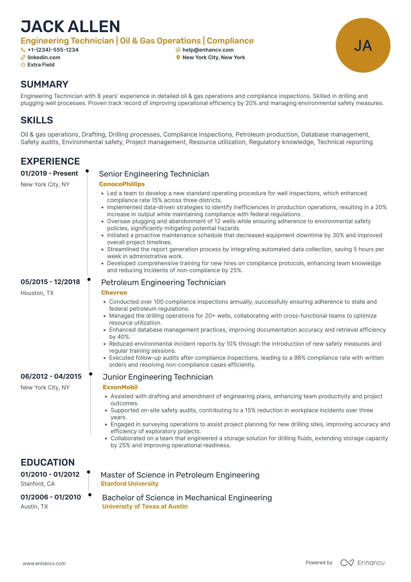 Nuclear Engineering Technician Resume Example