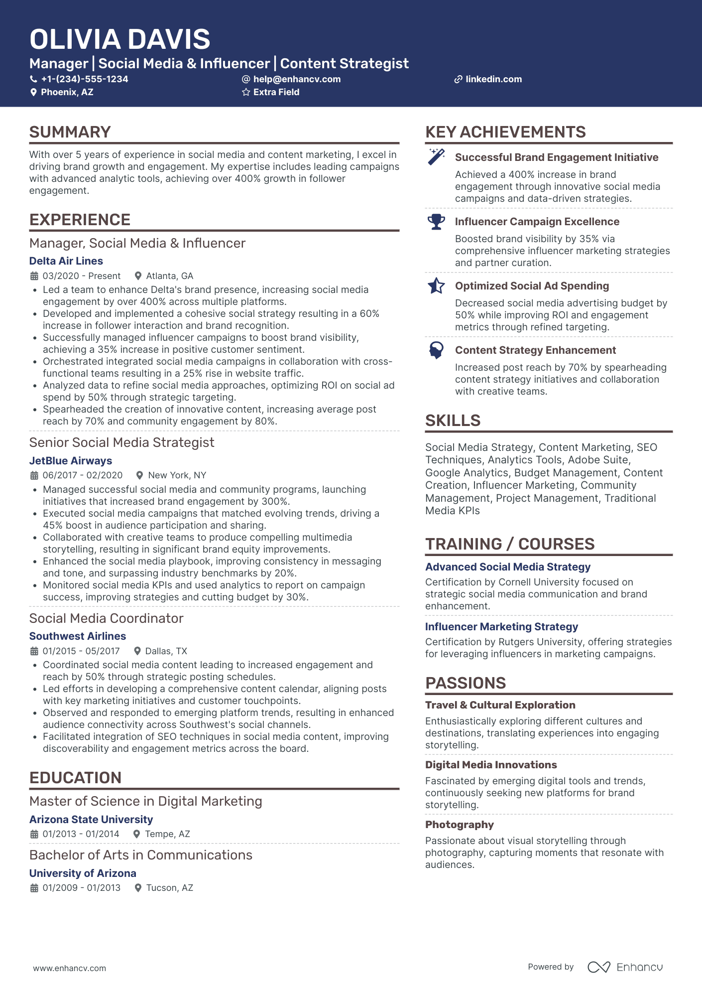 Social Media Marketing Executive Resume Example