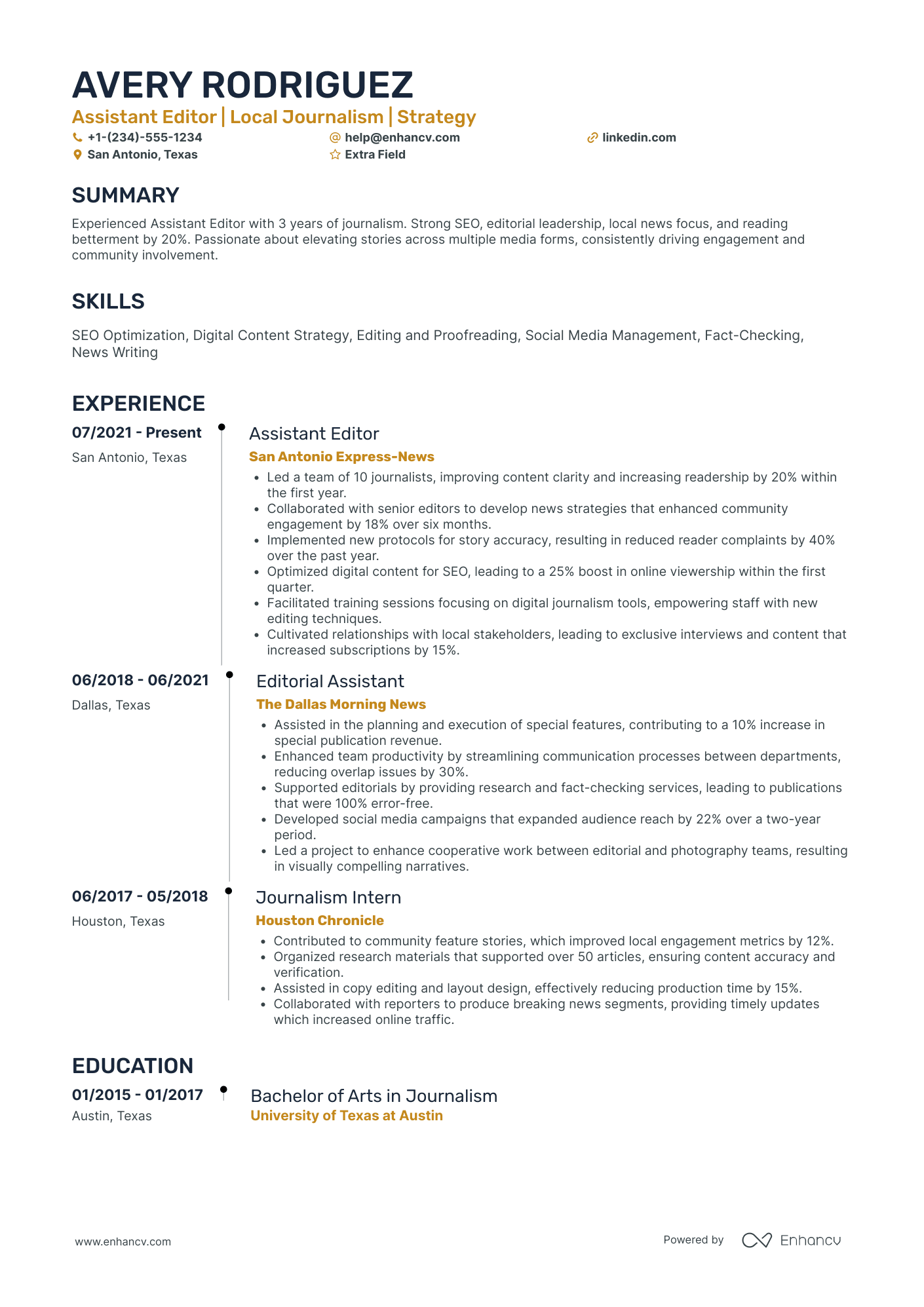 Assistant Editor Resume Example