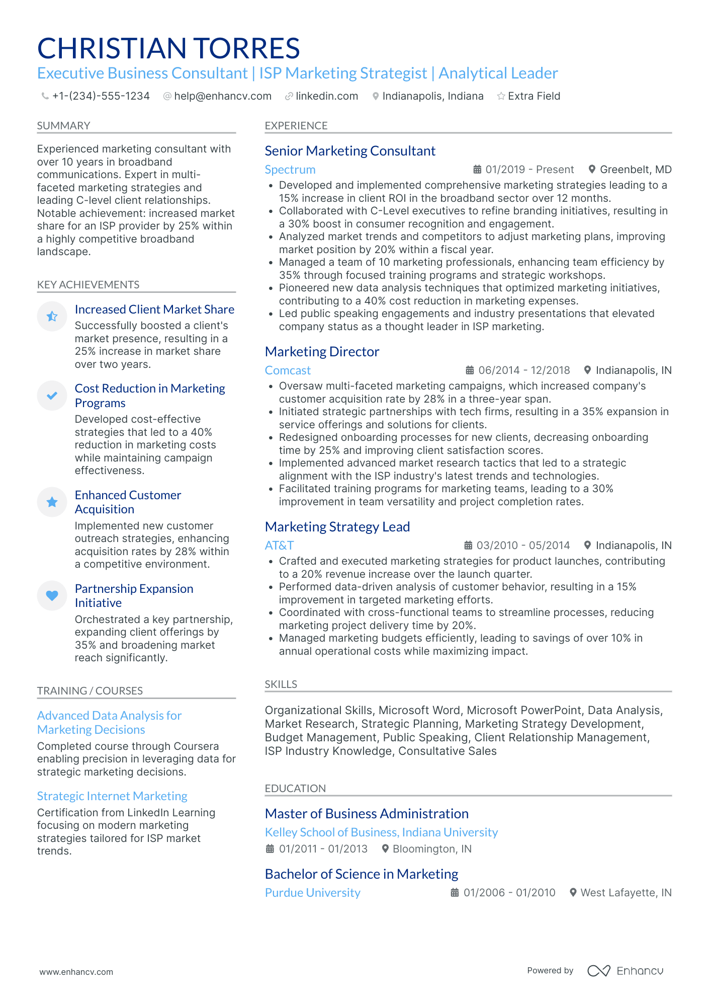 MBA Business Consultant Resume Example