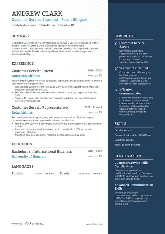 Entry Level Customer Service Resume Example