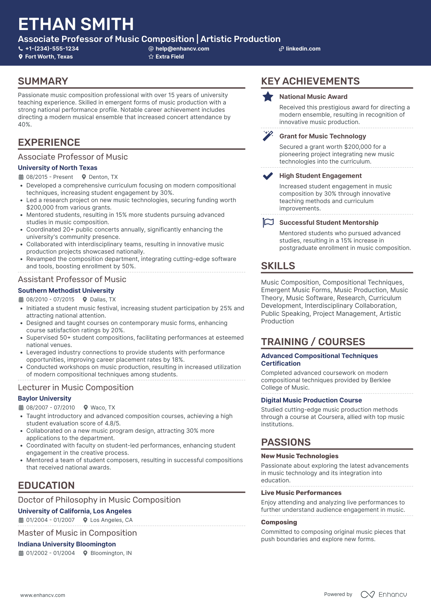 Musician Composer Resume Example