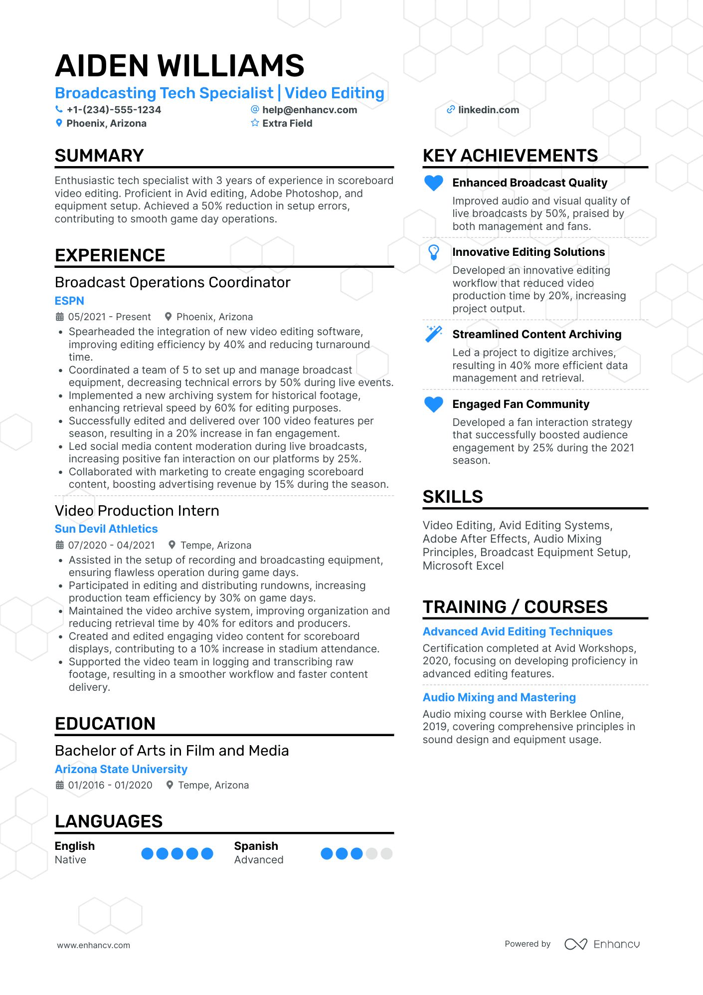 Music Video Production Assistant Resume Example