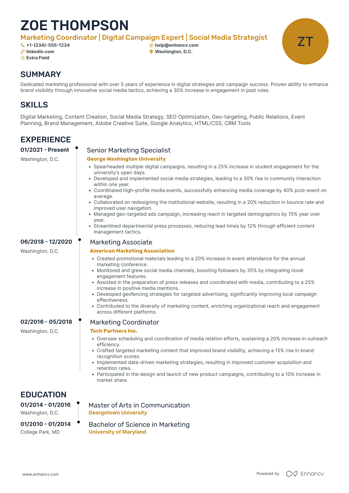 Marketing Campaign Coordinator Resume Example