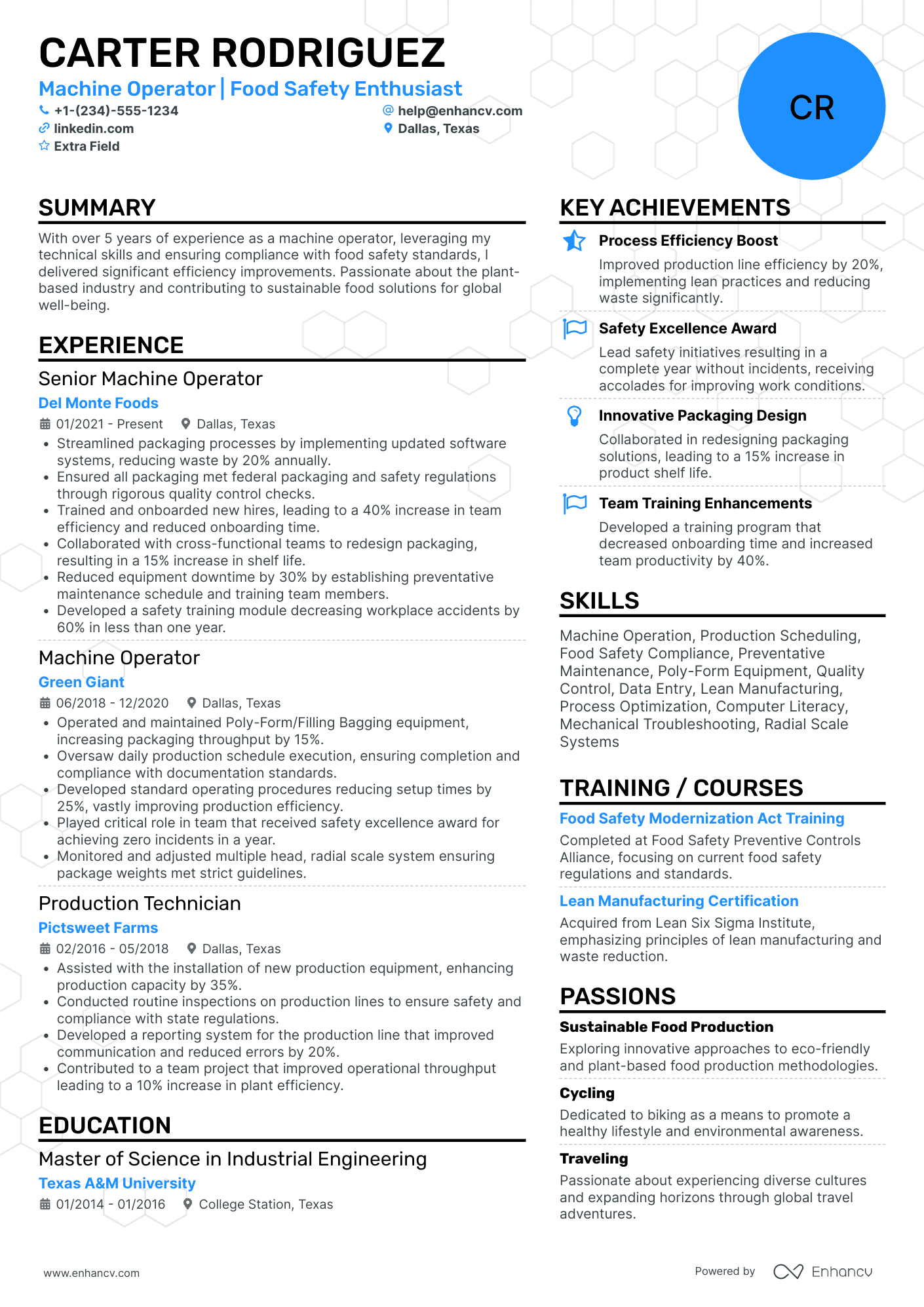 Heavy Machine Operator Resume Example