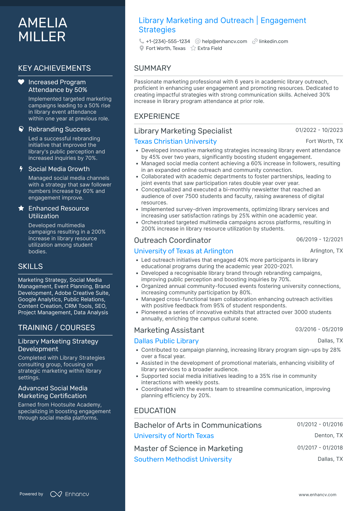 Social Media Outreach Coordinator Resume Example