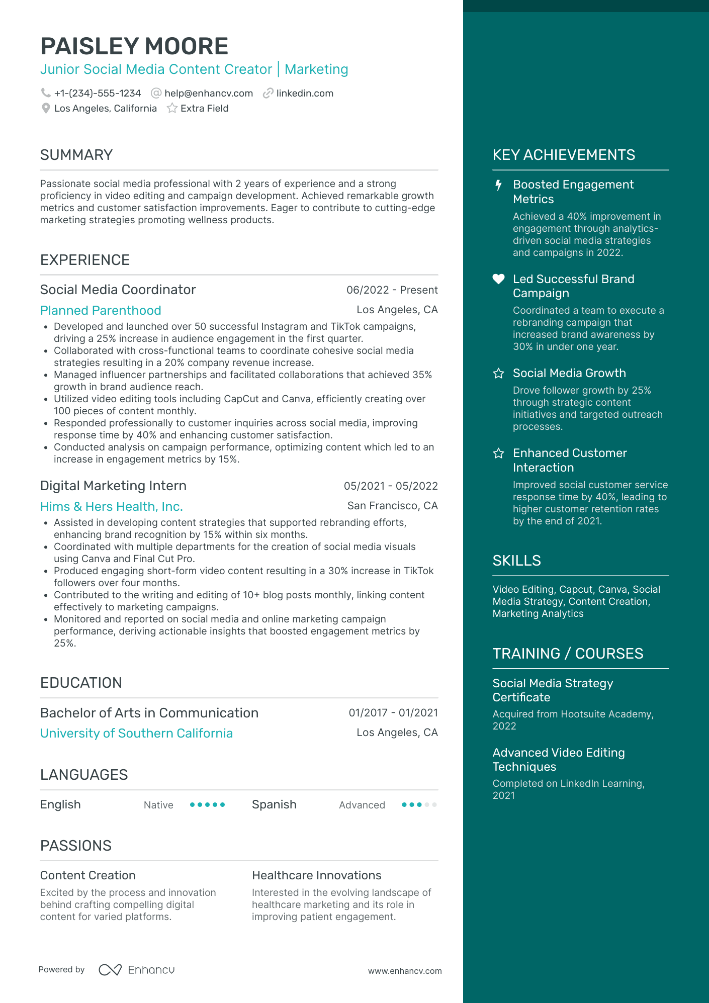 Junior Podcaster Resume Example