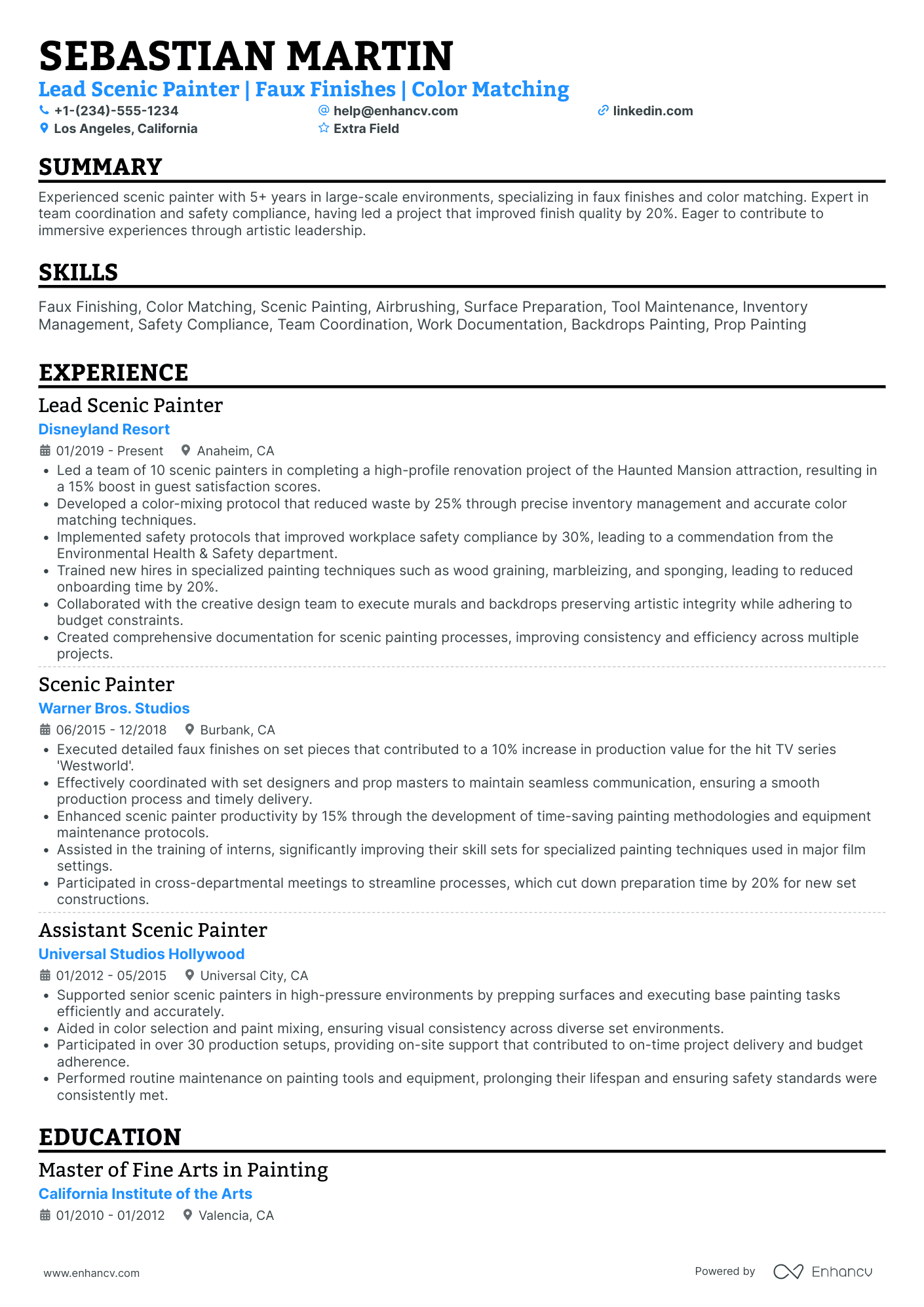 Mural Painter Resume Example