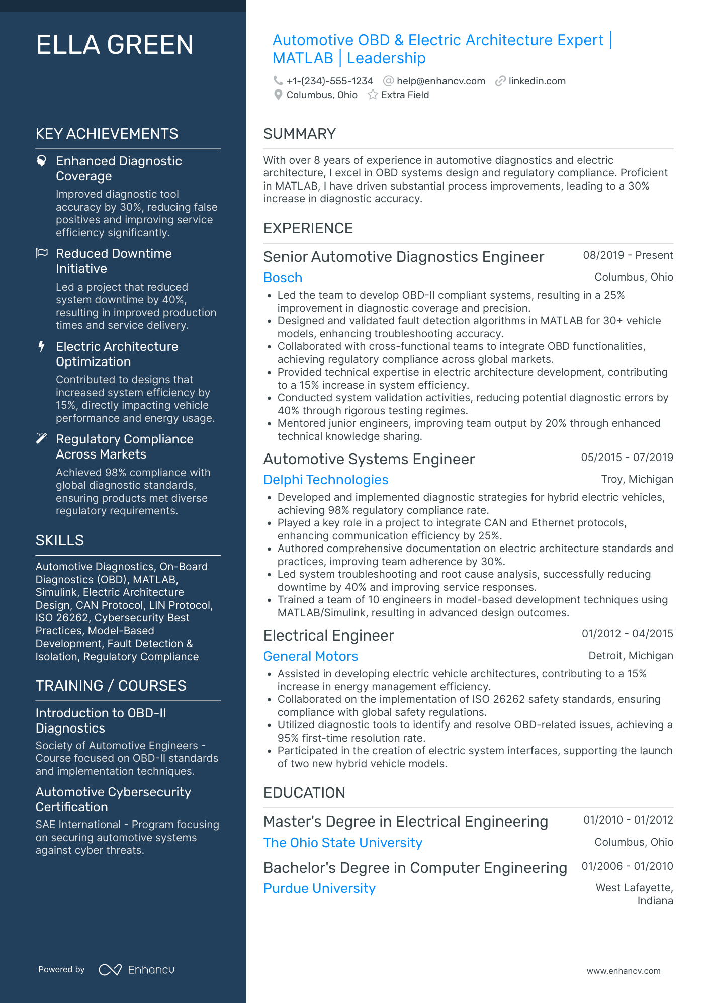 Automotive Designer Resume Example