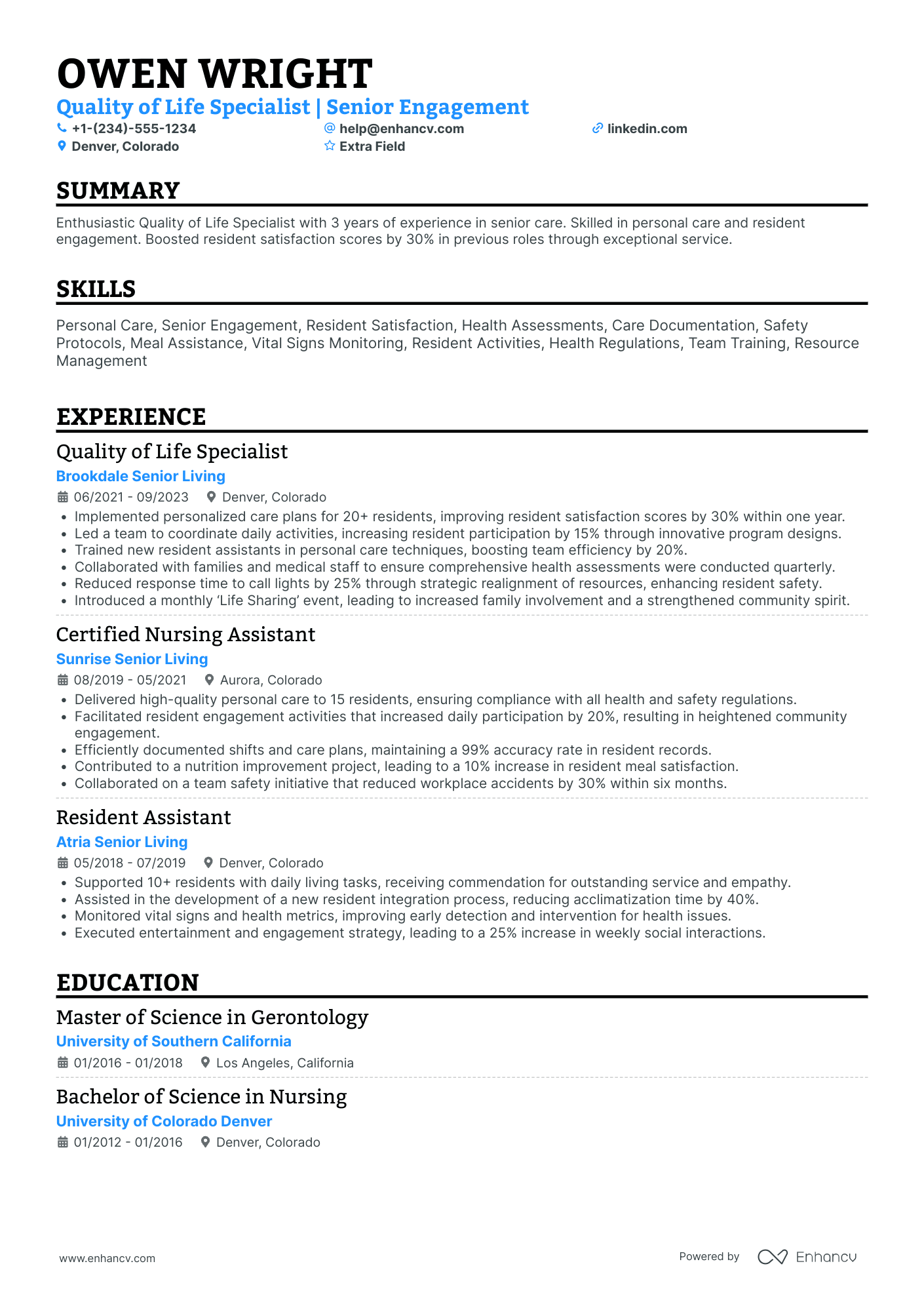 Home Health Aide Specialist Resume Example