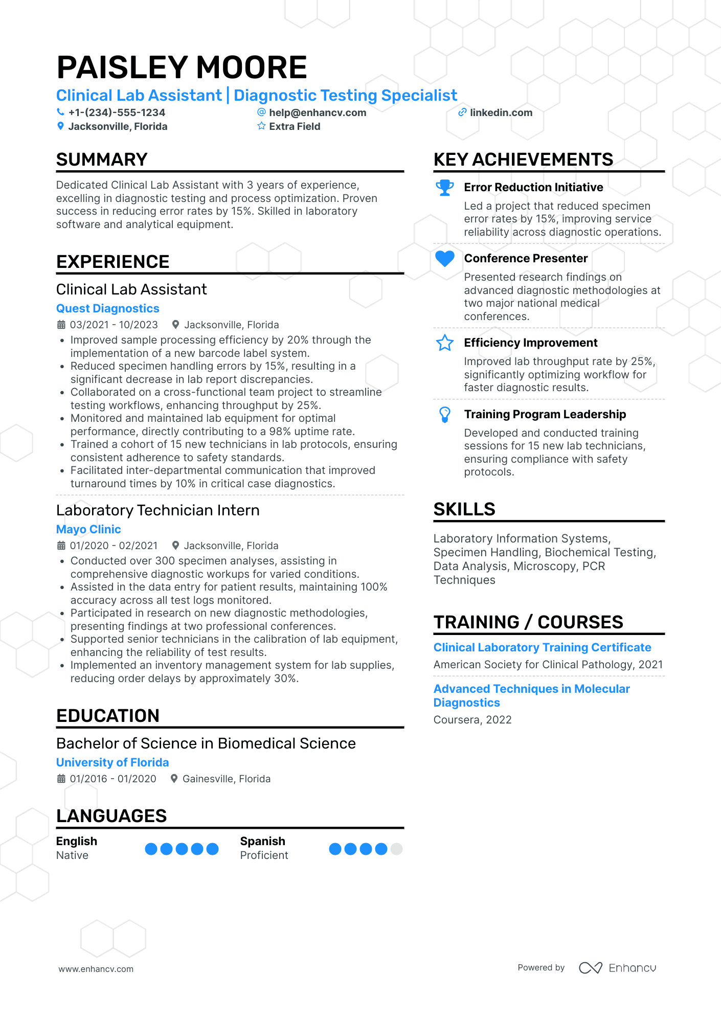 Clinical Lab Assistant Resume Example