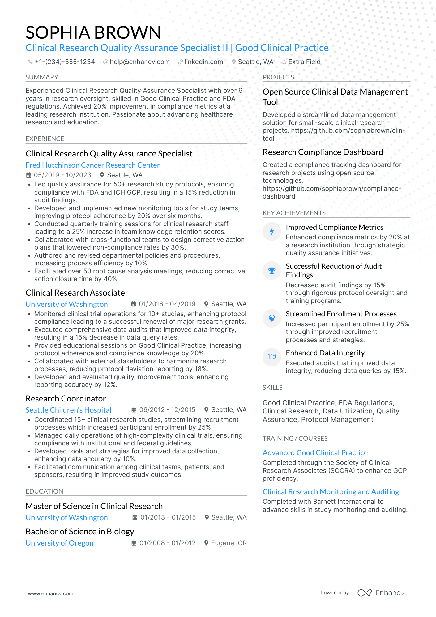 Experienced Quality Assurance Specialist Resume Example