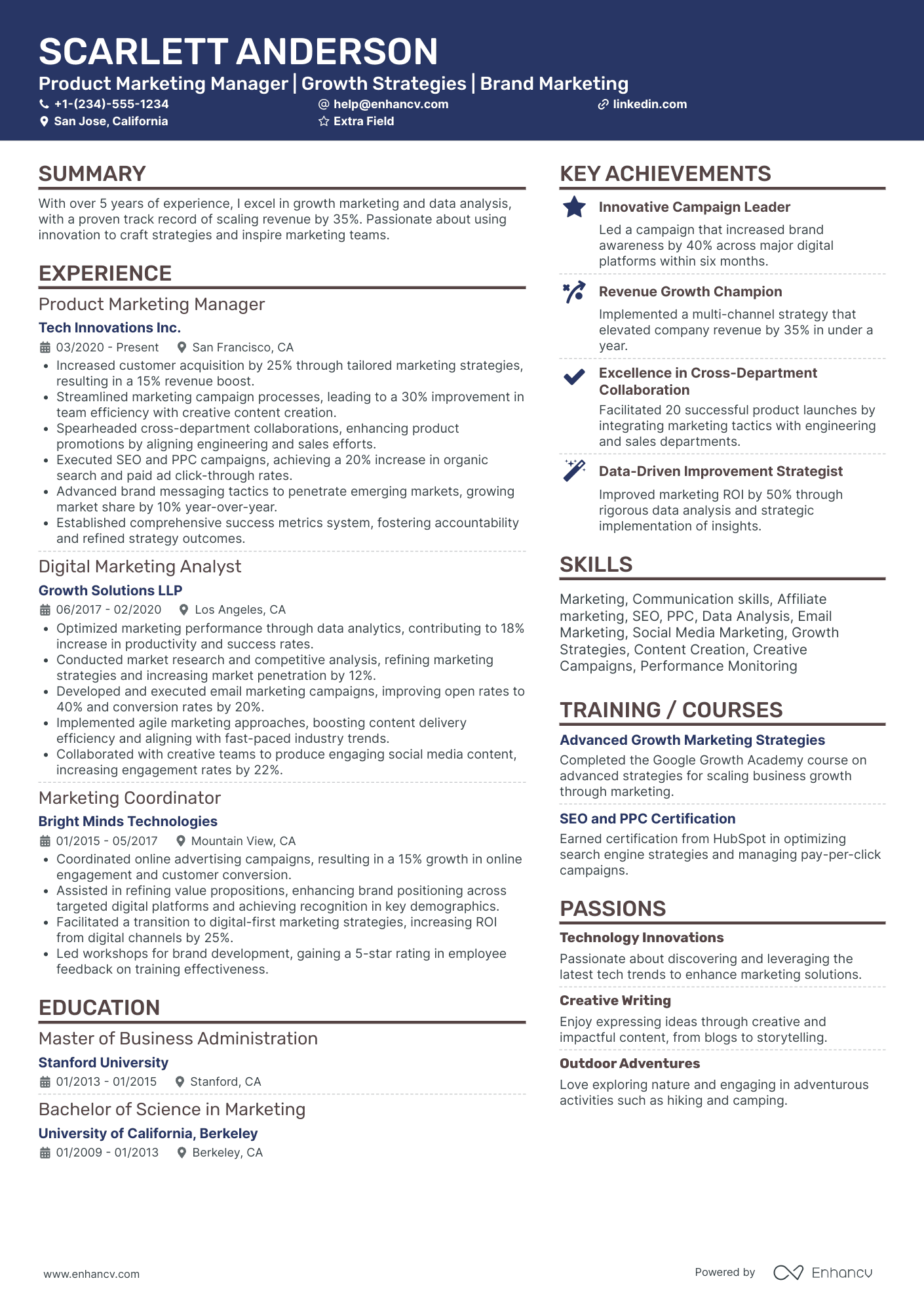 Product Marketing Manager Resume Example