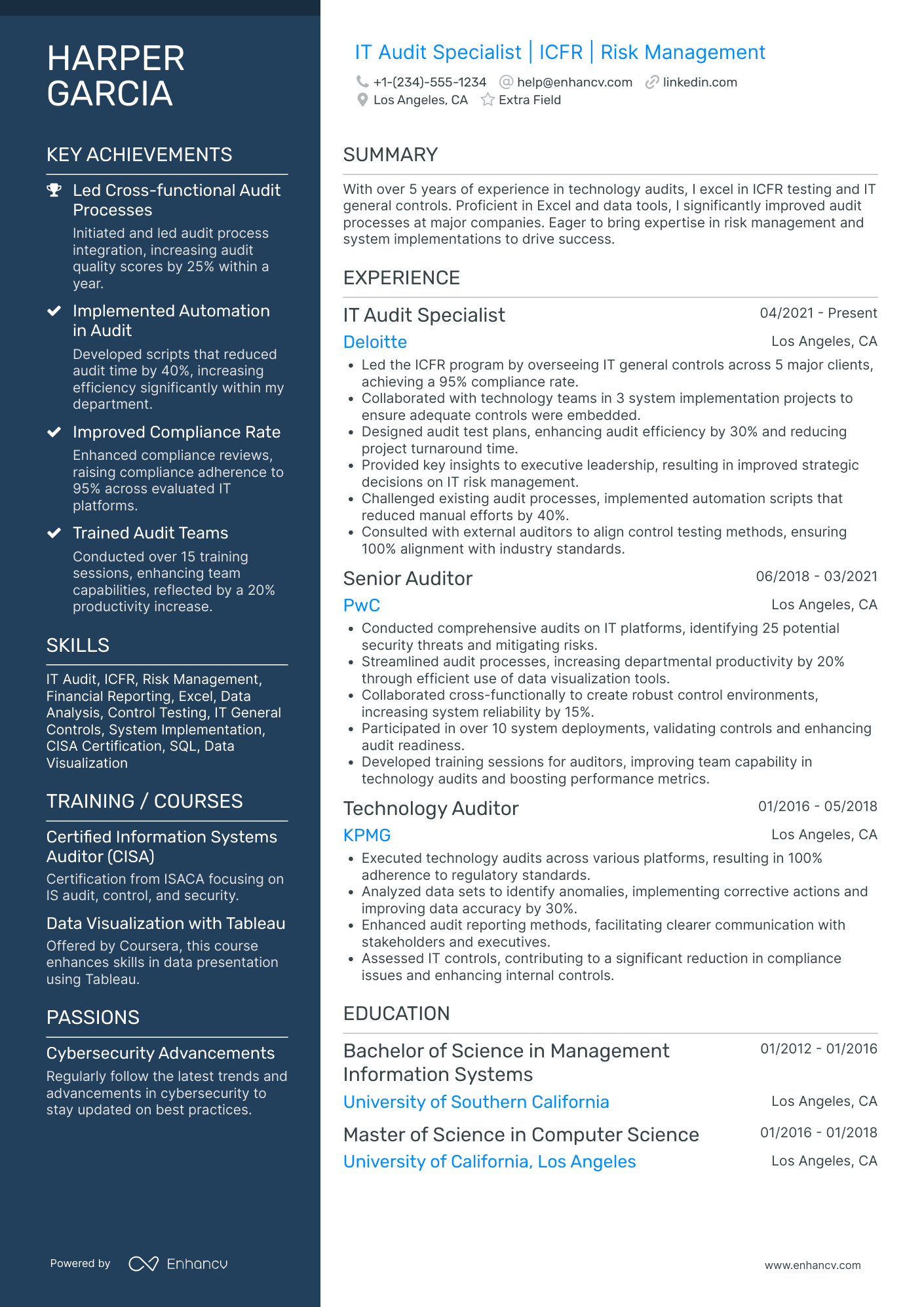 Senior IT Auditor Resume Example