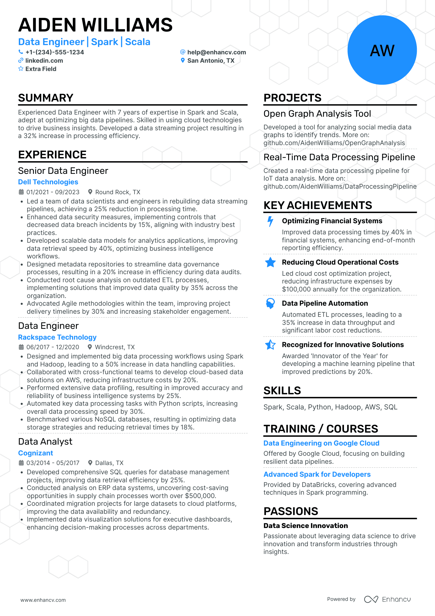 Cloud Data Engineer Resume Example