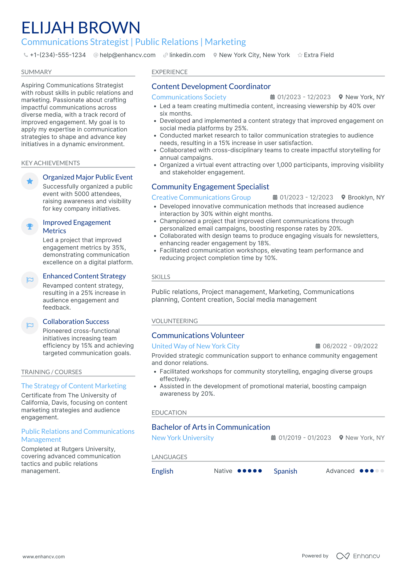 Internal Communications Strategist Resume Example