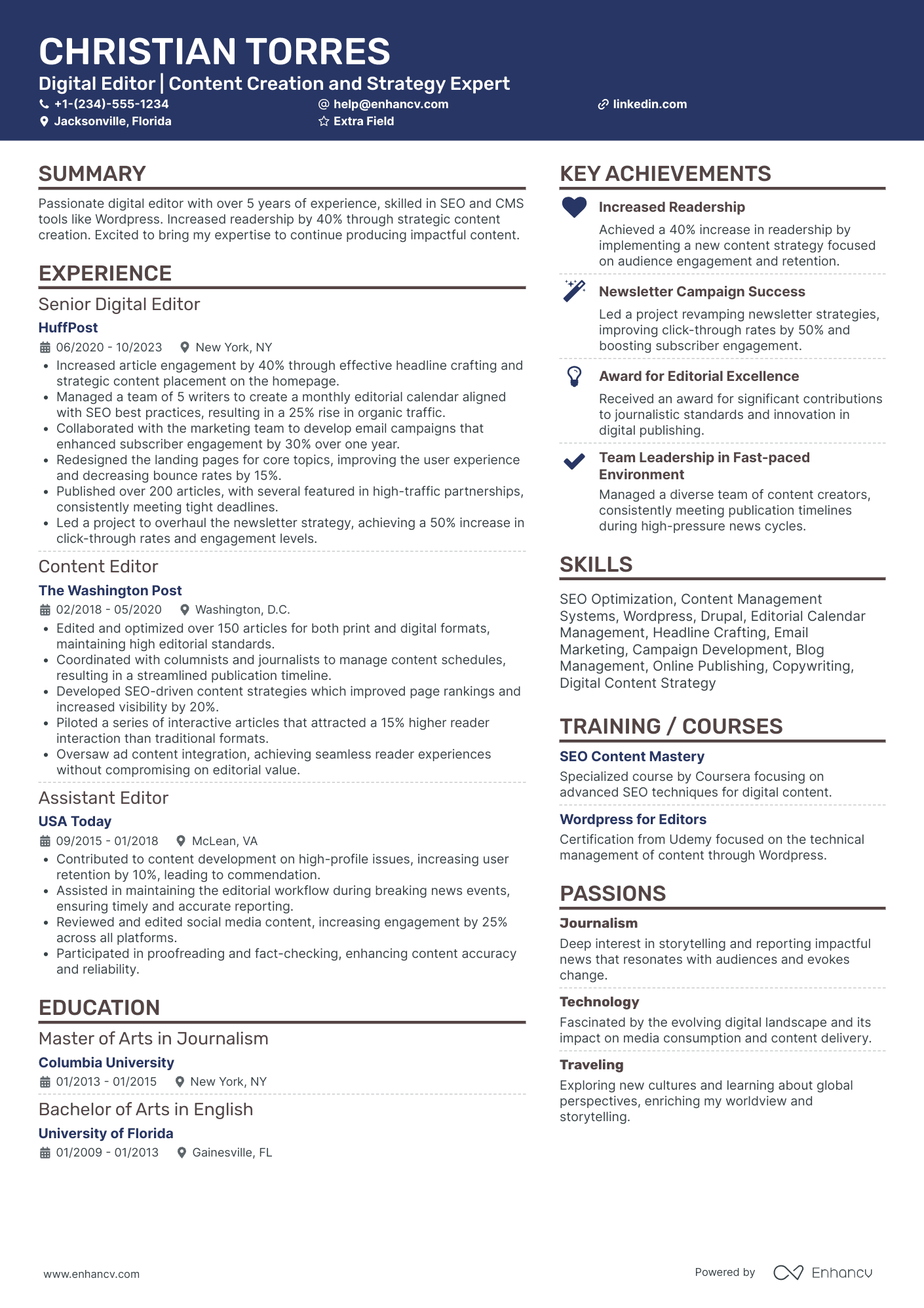 Digital Editor Resume Example