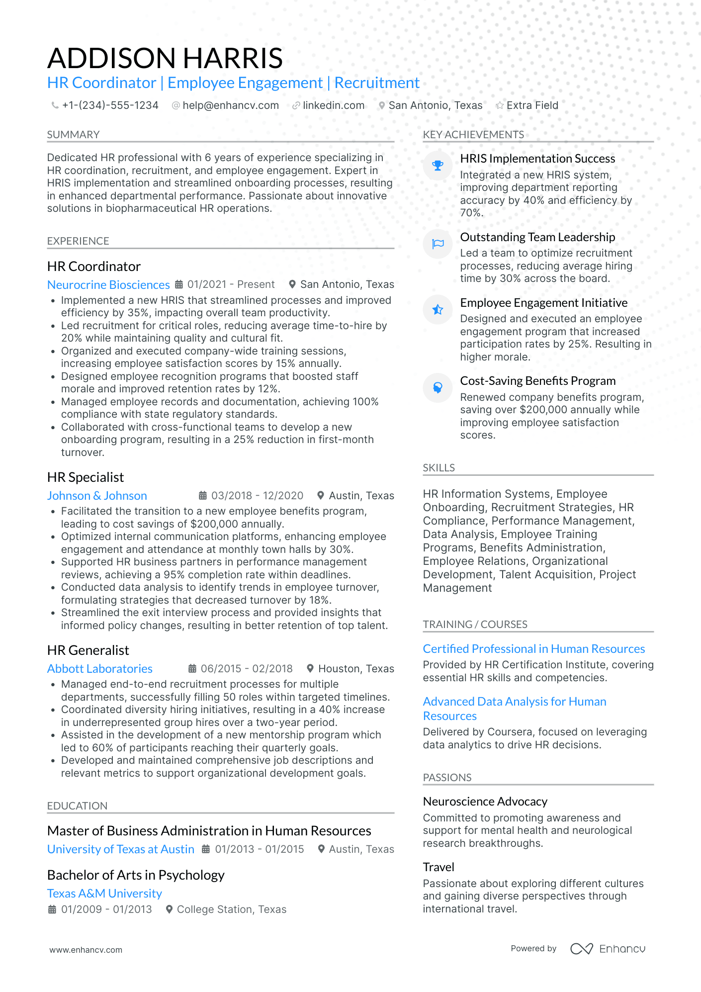 HR Coordinator Resume Example