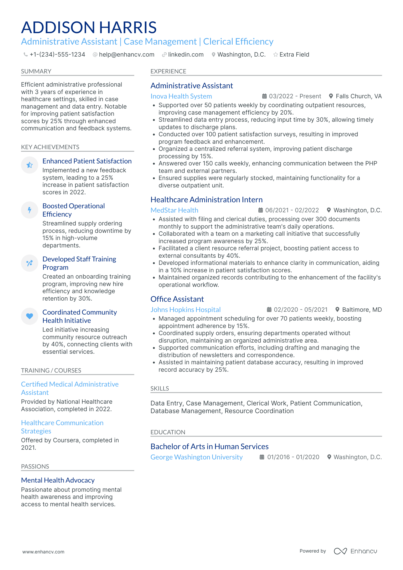 Hospital Volunteer Assistant Resume Example