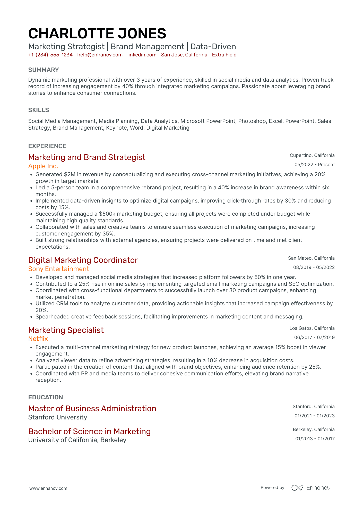 Marketing Strategy Associate Resume Example