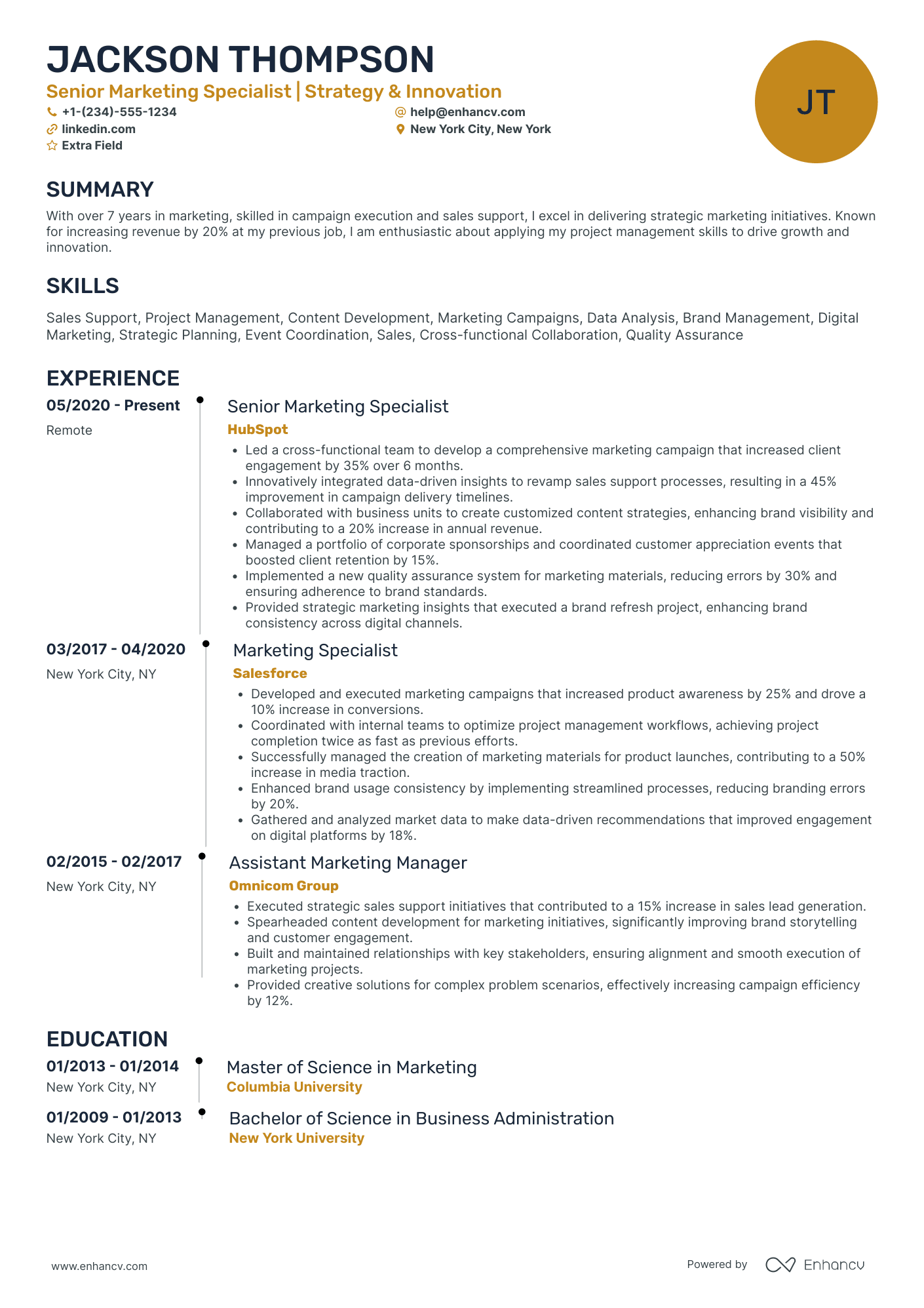 Marketing Associate Specialist Resume Example