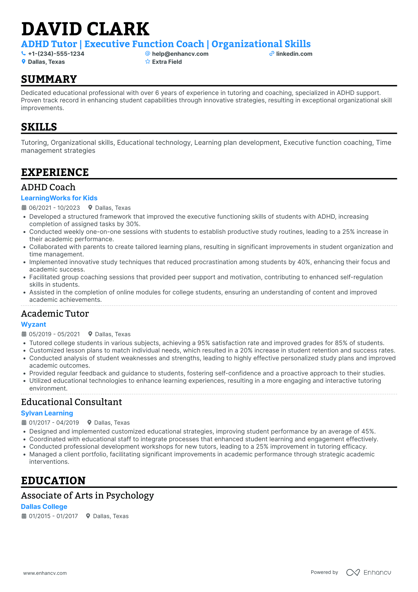 In Home Homework Tutor Resume Example