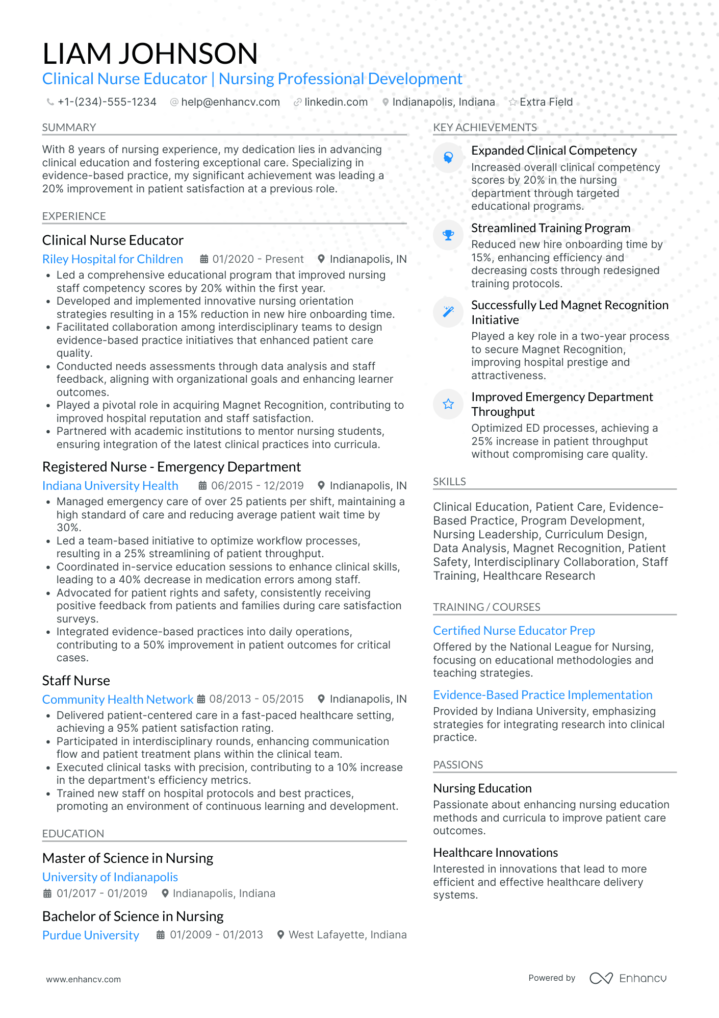 Emergency Room Nurse Educator Resume Example