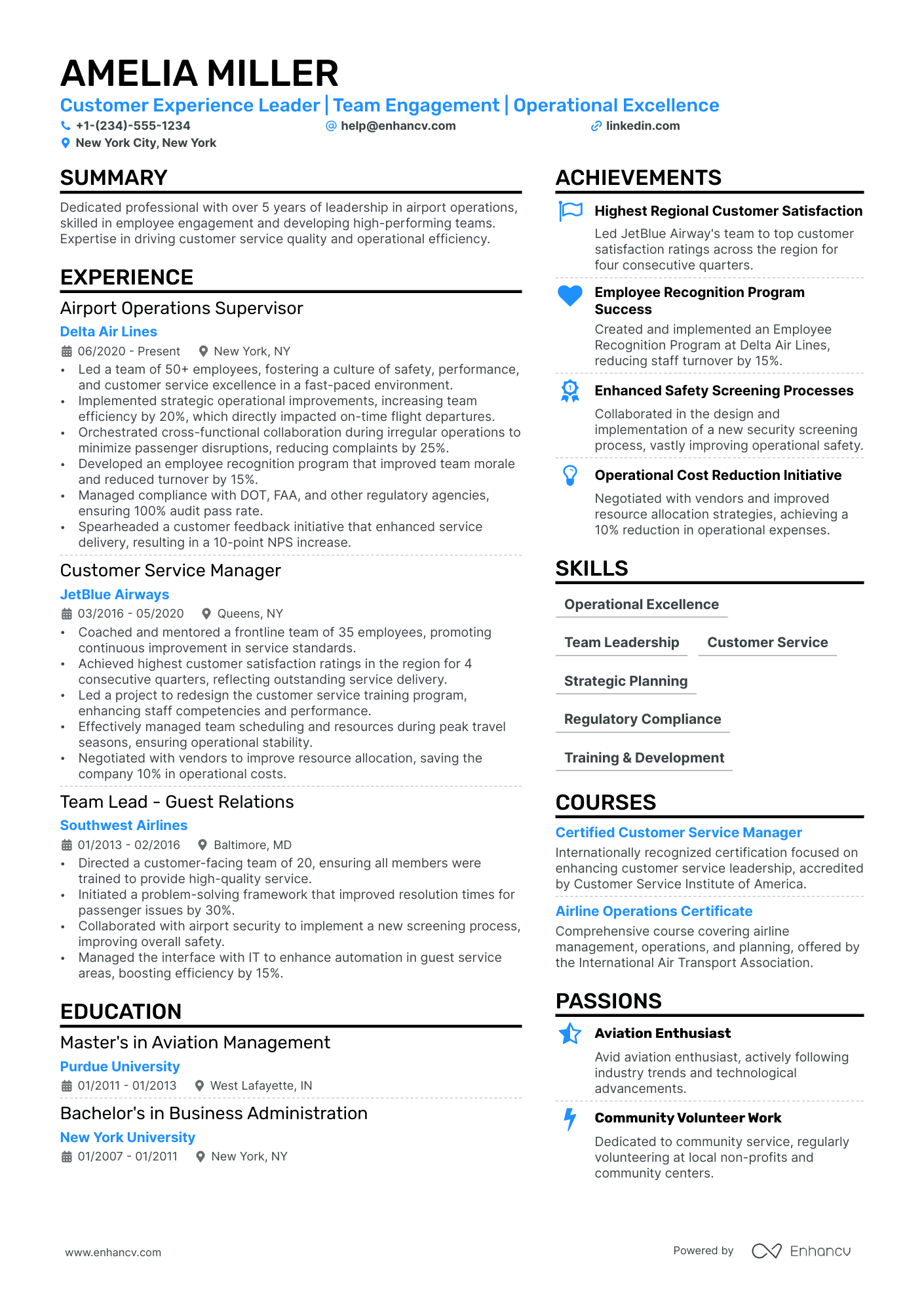 Customer Service Manager Resume Example