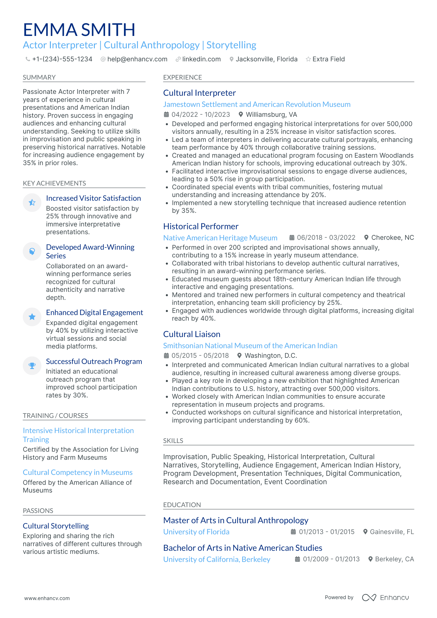 Improvisational Actor Resume Example