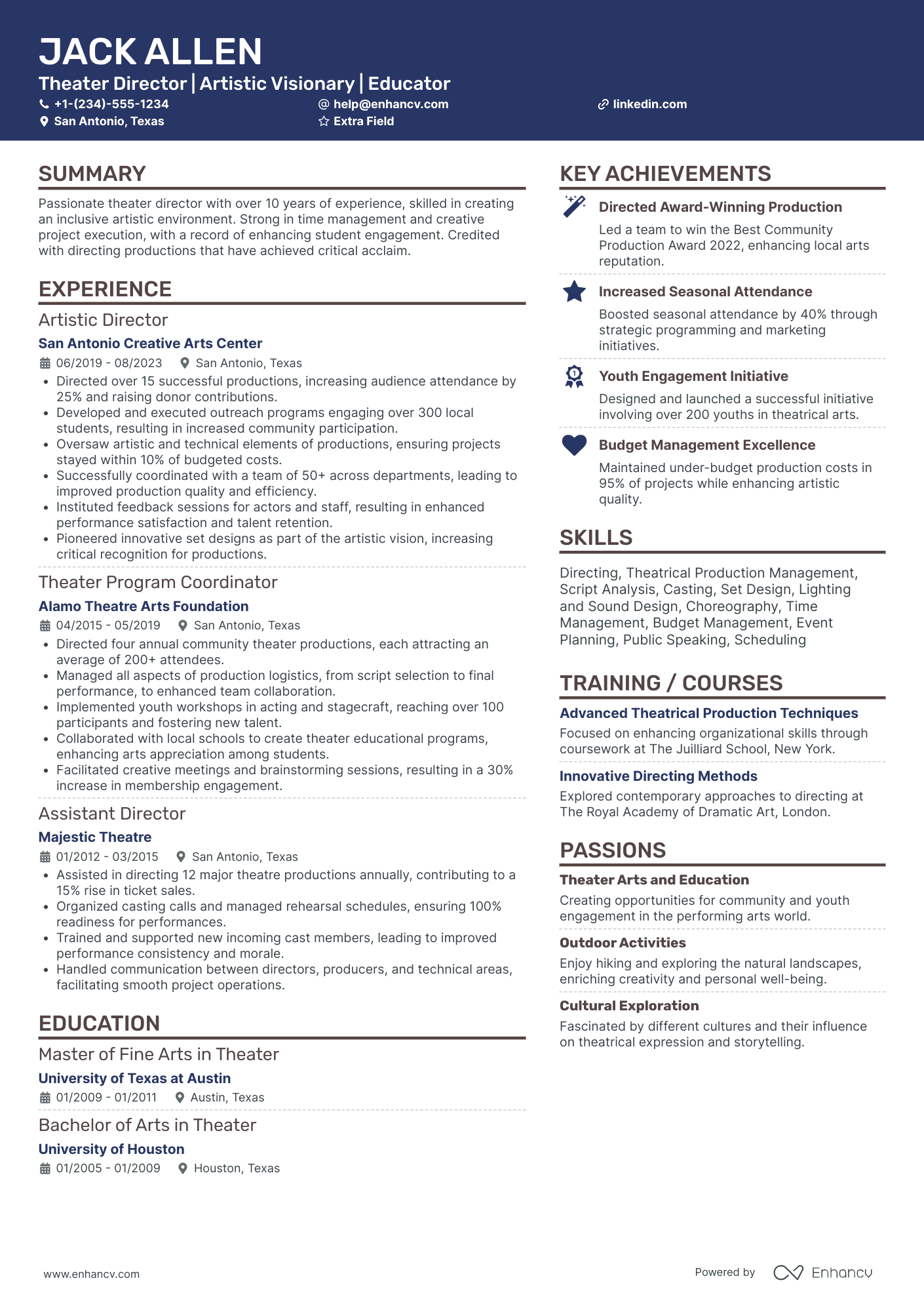 Theater Director Resume Example