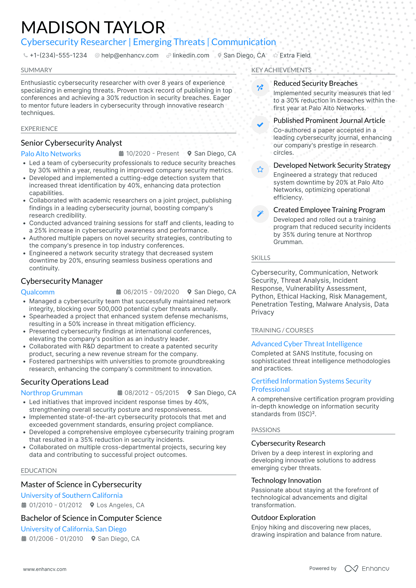 Ethical Hacker Trainee Resume Example