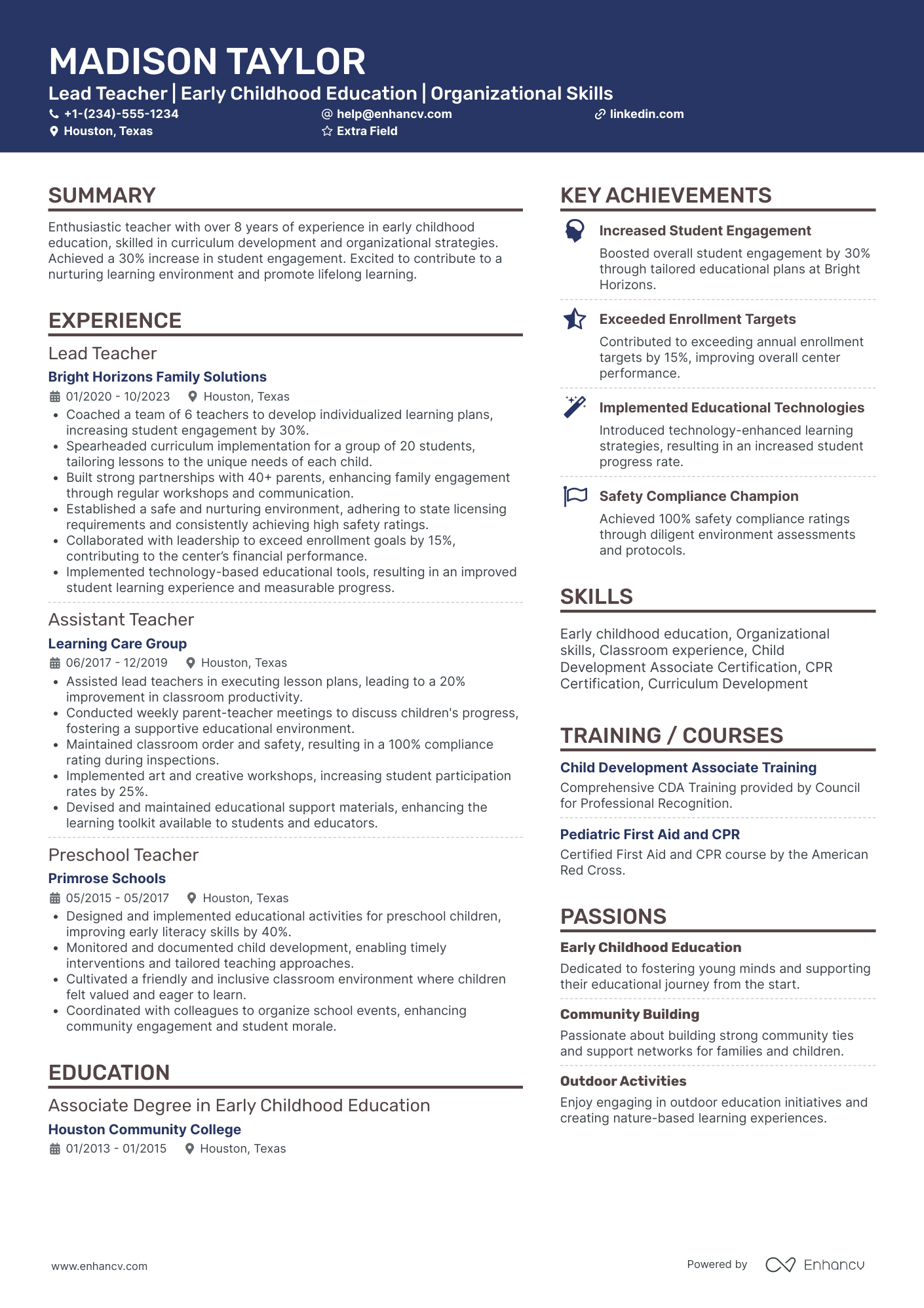 Lead Elementary Teacher Resume Example