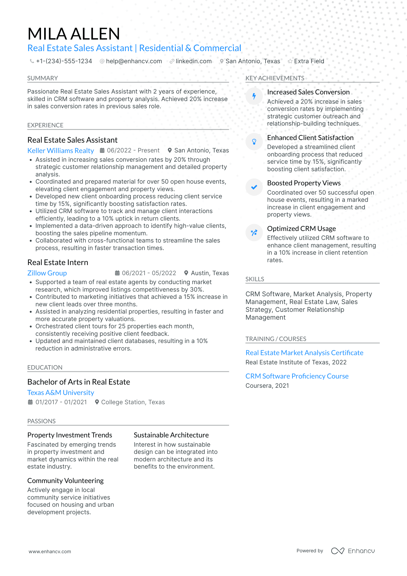 Real Estate Sales Assistant Resume Example