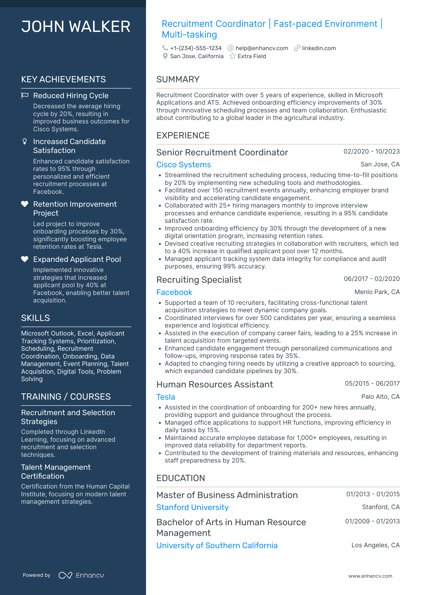 Part Time Recruiting Coordinator Resume Example