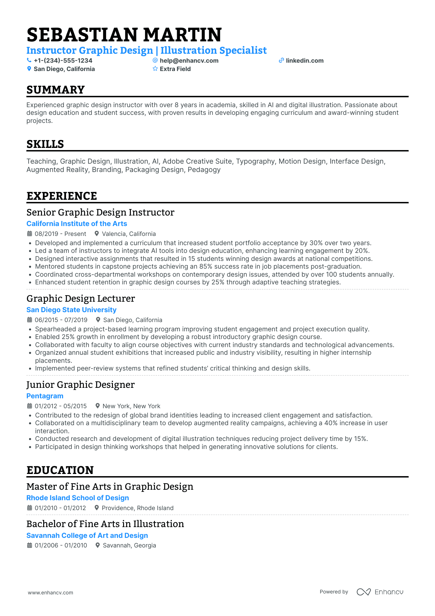 Illustration Artist Resume Example