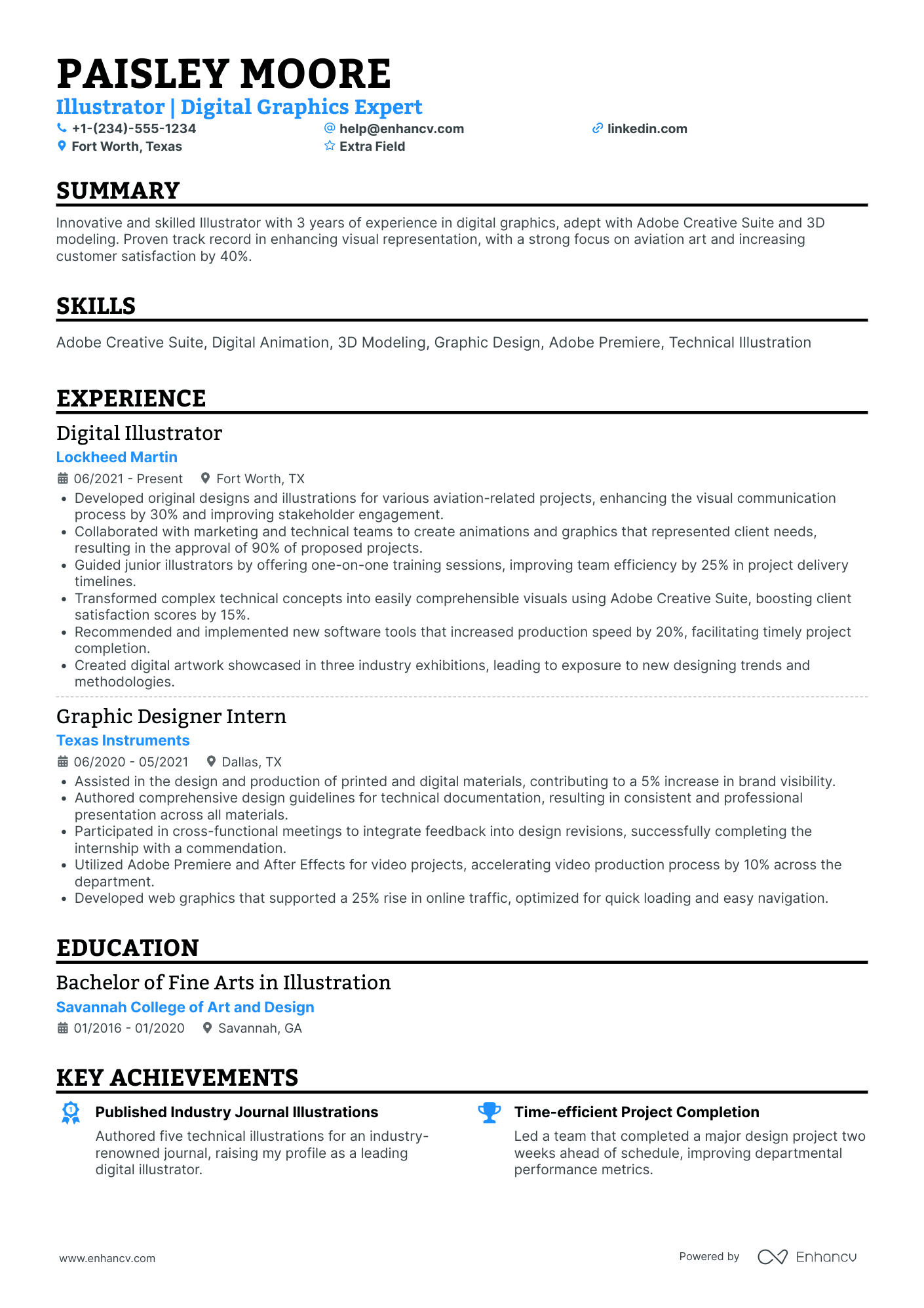 Junior Illustrator Resume Example