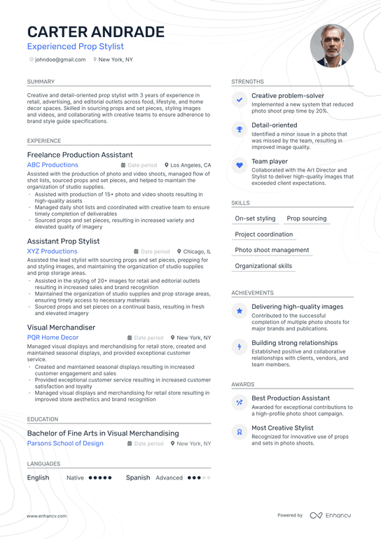 Freelance Production Assistant Resume Example