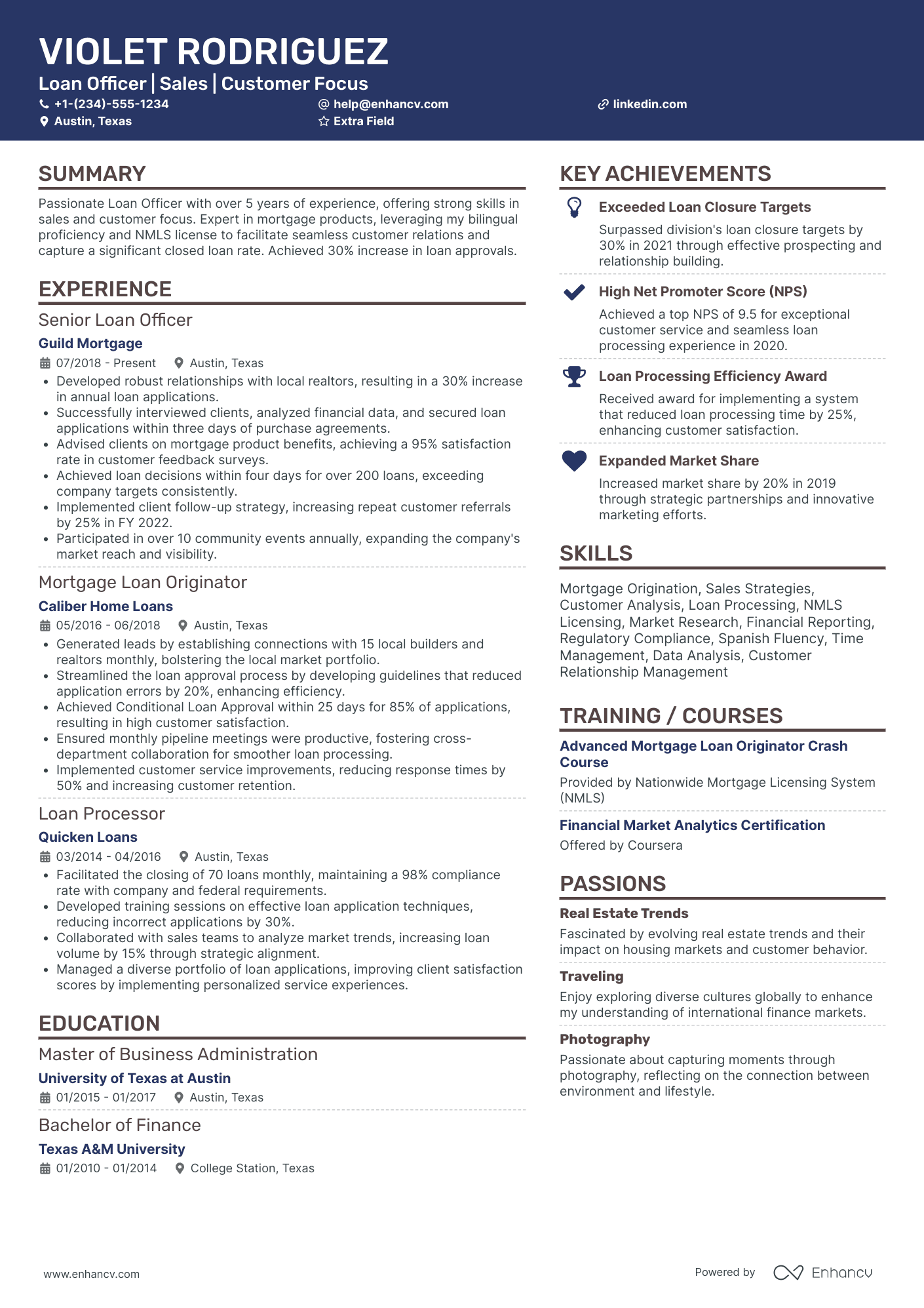 Loan Processing Officer Resume Example