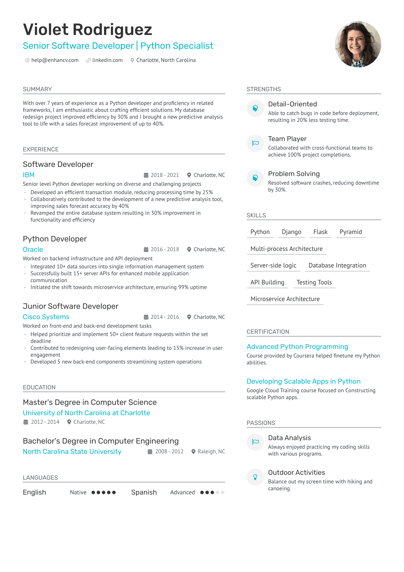 Senior Python Developer Resume Example