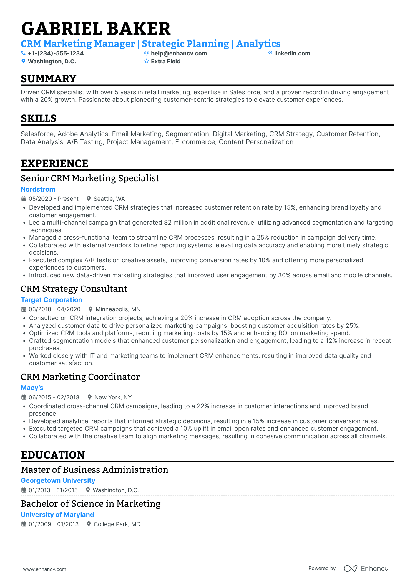 CRM Implementation Manager Resume Example