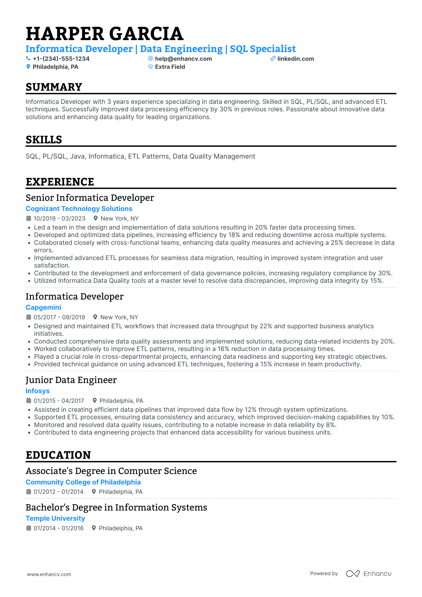 Senior Informatica Developer Resume Example