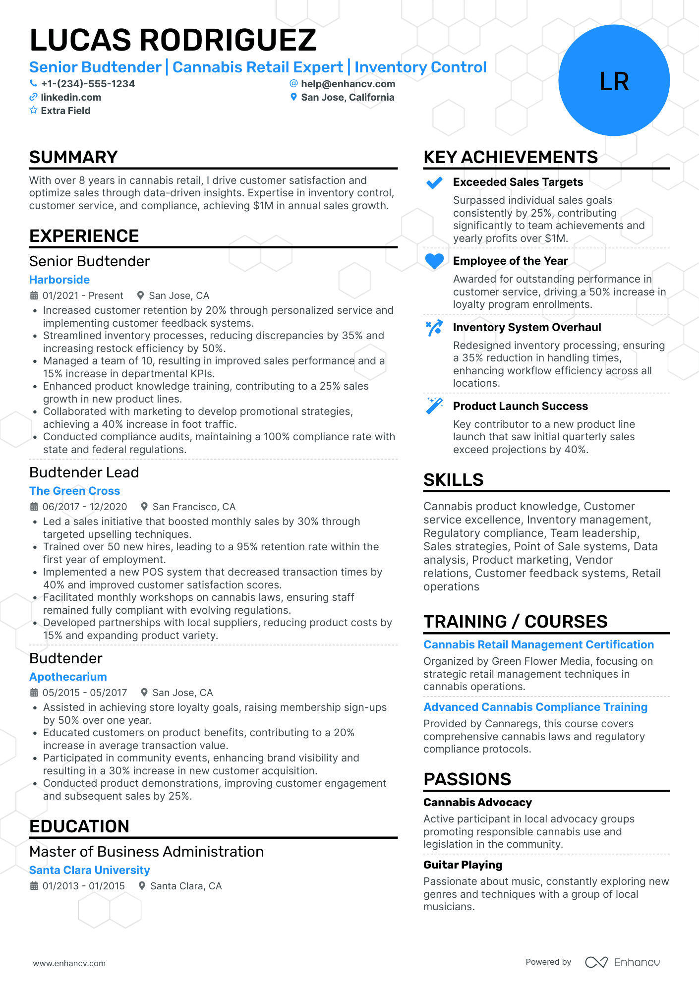 Senior Budtender Resume Example